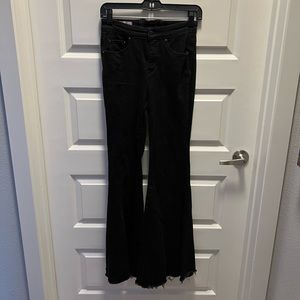 Free People CURVY Bell-Bottom Black Jeans
